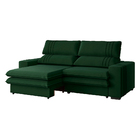 Sofá 2 Lugares Retrátil Noruega 180 Cm Veludo Verde Pés Tabac