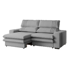 Sofá 2 Lugares Retrátil Noruega 230 Cm Veludo Cinza Pés Tabac