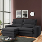 Sofá 2 Lugares Retrátil Noruega 230 Cm Veludo Grafite Pés Tab