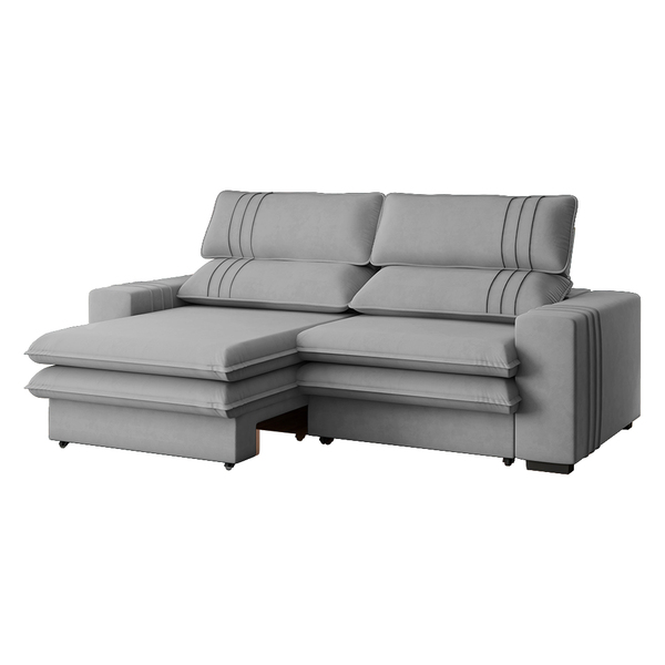 Sofá 2 Lugares Retrátil Noruega 230 Cm Veludo Pés Tabaco K01