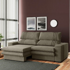 Sofá 2 Lugares Retrátil Noruega 270 Cm Veludo Cappuccino Pés