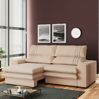 Sofá 2 Lugares Retrátil Noruega 270 Cm Veludo Off White Pés T