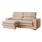 Sofá 2 Lugares Retrátil Noruega 270 Cm Veludo Off White Pés T