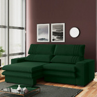 Sofá 2 Lugares Retrátil Noruega 270 Cm Veludo Pés Tabaco K01