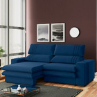 Sofá 2 Lugares Retrátil Noruega 270 Cm Veludo Pés Tabaco K01