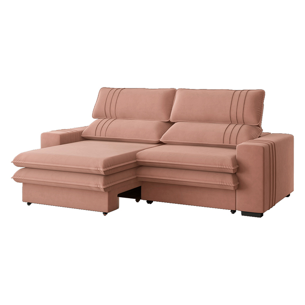 Sofá 2 Lugares Retrátil Noruega 270 Cm Veludo Pés Tabaco K01