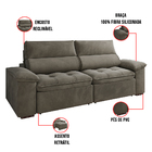 Sofá 2 Lugares Retrátril Letônia 180 Cm Veludo Cappuccino Pés