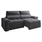 Sofá 2 Lugares Retrátril Letônia 180 Cm Veludo Grafite Pés Ta