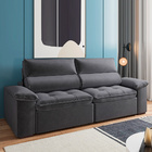 Sofá 2 Lugares Retrátril Letônia 180 Cm Veludo Grafite Pés Ta