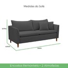 Sofá 2 Lugares Retrô 164cm Linho Kassia Grafite