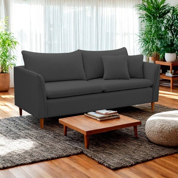 Sofá 2 Lugares Retrô 204m Veludo Kassia Grafite