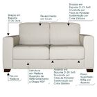 Sofá 2 Lugares Sala De Estar 155cm Estocolmo Couro Off White