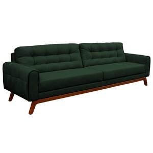 sofa 2 lugares sala de estar eros 150 cm veludo esmeralda base fixa gran belo