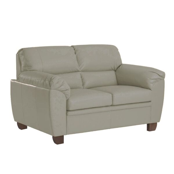 Sofá 2 Lugares Sala De Estar Pés Em Madeira Nauru Couro Avelã