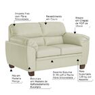 Sofá 2 Lugares Sala De Estar Pés Em Madeira Nauru Couro Off W