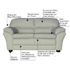 Sofá 2 Lugares Sala De Estar Pés Madeira 160cm Laura Couro Of