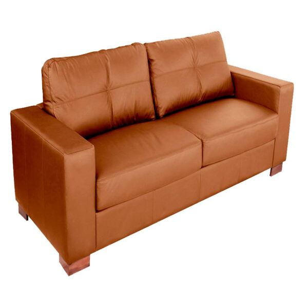 Sofá 2 Lugares Sala De Estar Pés Madeira Kenny 160 Cm Couro C