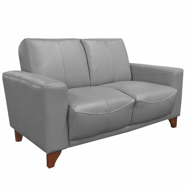 Sofá 2 Lugares Sala De Estar Recepção 145cm Russia Couro Cinz