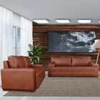 Sofá 2 Lugares Sala De Estar Roma 180 Cm Couro Conhaque G58 -