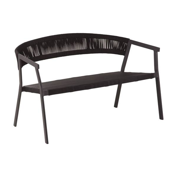 Sofá para Jardim 2 Lugares 119x66x68cm Alumíno Preto Slim Outdoor