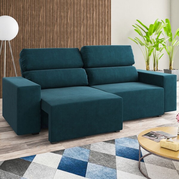 Sofá 2 Lugares Sonny Reclinável E Retrátil Azul Infinito - Vi