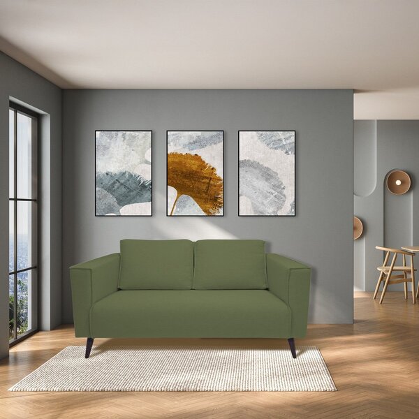 Sofá 2 Lugares Tecido Poliéster Fun Oliva