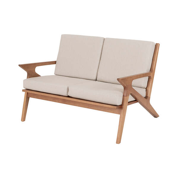 Sofá 2 Lugares Tris - Amêndoa E Tecido Cru - Meu Móvel De Mad