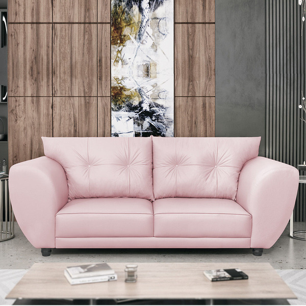 Sofá 2 Lugares Tulipa Sintético - Amarena Móveis - Rosa Bebê