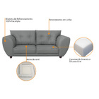 Sofá 2 Lugares Tulipa Suede - Doce Sonho Móveis - Cinza