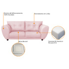 Sofá 2 Lugares Tulipa Suede - Doce Sonho Móveis - Rosa Bebê