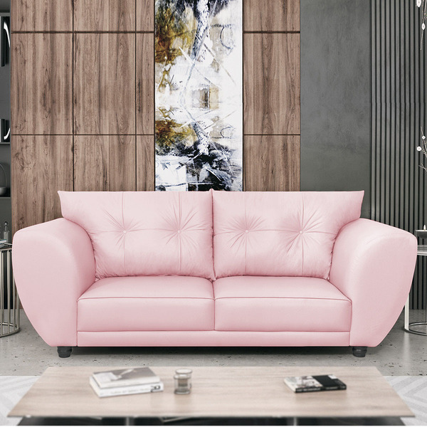 Sofá 2 Lugares Tulipa Suede - Doce Sonho Móveis - Rosa Bebê