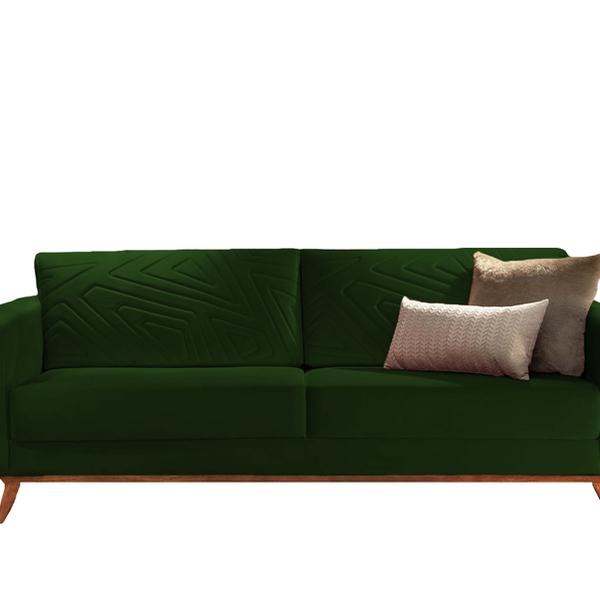 Sofá 2 Lugares Verde Em Veludo 1,64m Amarílis