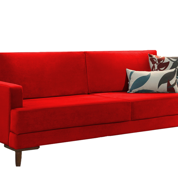 Sofá 2 Lugares Vermelho Em Veludo 1,53m Lírio