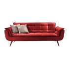Sofá 2 Lugares Vermelho Em Veludo 1,76m Taurus
