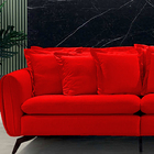 Sofá 2 Lugares Vermelho Em Veludo 1,96m Levi