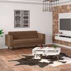 Sofá 2 Lugares Vitrola Suede Tabaco