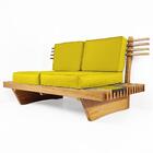 Sofá 2 Lugares Xangai Madeira Nobre Amarelo Sala Moderna