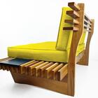 Sofá 2 Lugares Xangai Madeira Nobre Amarelo Sala Moderna