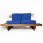 Sofá 2 Lugares Xangai Madeira Nobre Azul Royal Sala Moderna