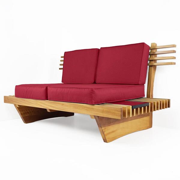 Sofá 2 Lugares Xangai Madeira Nobre Vermelho Sala Moderna