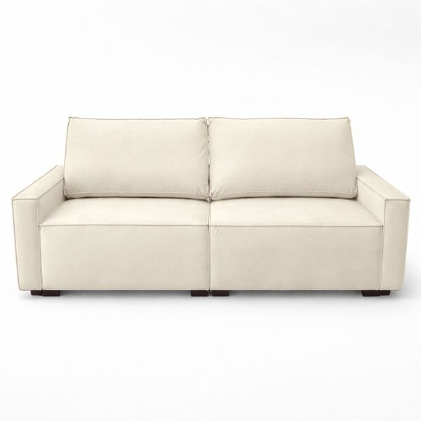 Sofá 2 Metros Contemporâneo Sala Estar Luxo Moderno Suede Bege