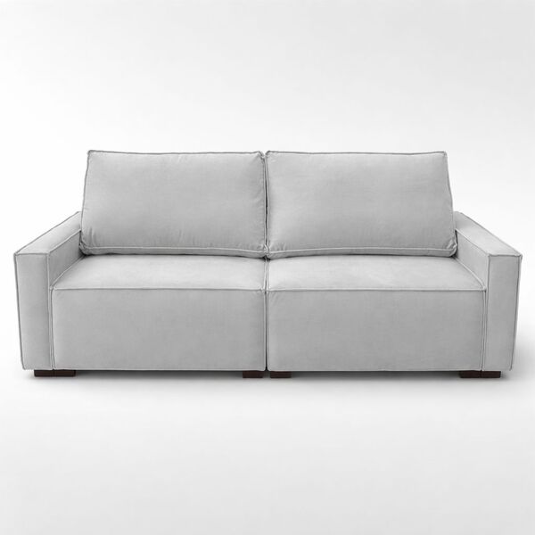 Sofá 2 Metros Contemporâneo Sala Estar Luxo Moderno Suede Cinza