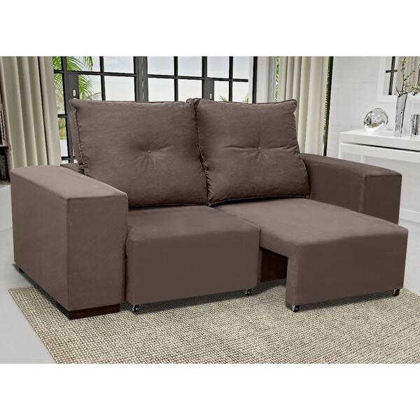 Sofá 2l 1,8m Retrátil Reclinável Suede Olm Palermo - Marrom