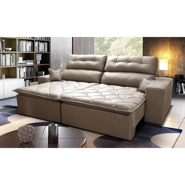 Sofá 3,02m Retrátil E Reclinável Com Molas Cama Inbox Confort