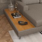 Sofá 3,22m Chaise Esquerdo E Deck Linho Cinza   Cinza/marrom