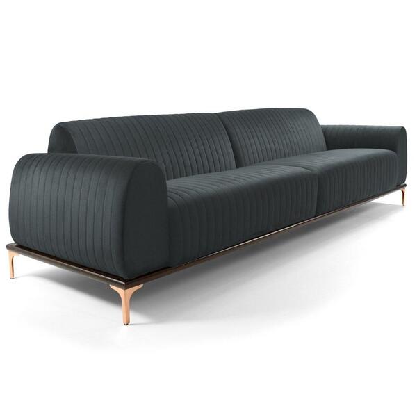 Sofá 300cm 4 Lugares Molino Veludo Cinza