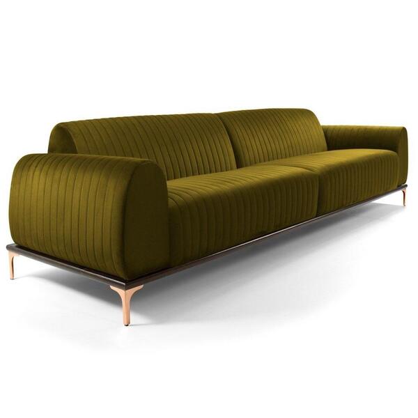 Sofá 300cm 4 Lugares Molino Veludo Mostarda