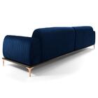 Sofá 300cm 5 Lugares Chaise Molino Veludo Azul Marinho