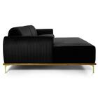 Sofá 300cm 5 Lugares Chaise Molino Veludo Preto