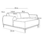 Sofá 300cm 5 Lugares Chaise Molino Veludo Preto